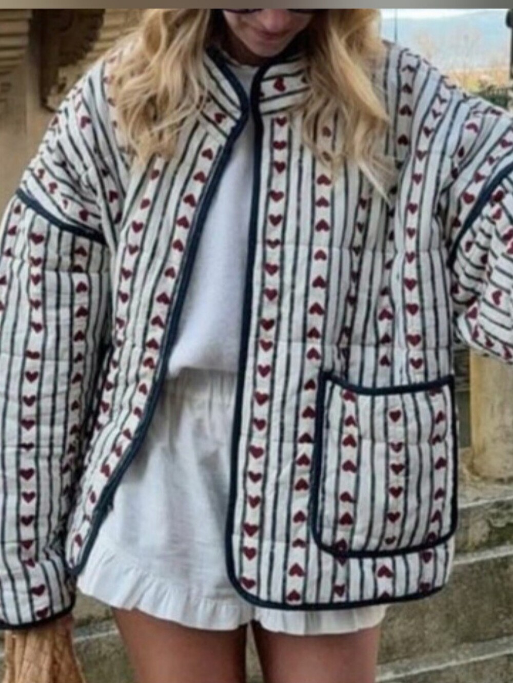 Free People Chloe Quilted Oversized Jacket